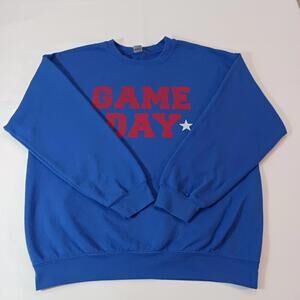 Gildan Heavy Blend GAME DAY Men's Blue Cotton Blend Hoodie Sweatshirt Chest 47"